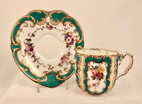Antique Bodley Tea Cup & Saucer, Heart Shaped Saucer, Floral