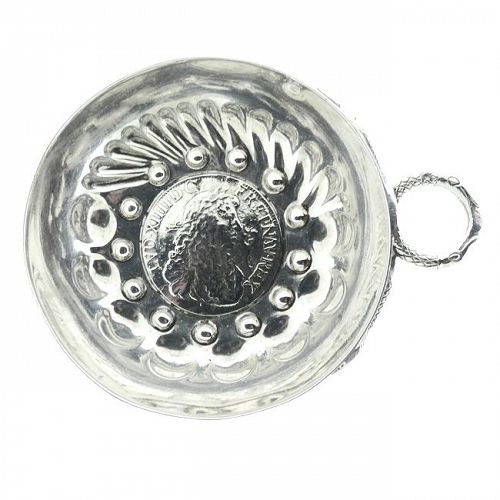 19th Century French Silver Louis XIV Coin Tastevin Wine Taster