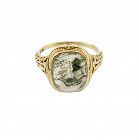 Edwardian 14K Gold Filigree & Moss Agate Ring by Larter