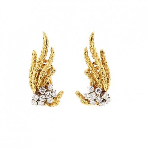 Cartier 18K Gold & Diamond Modernist 1960's Earrings
