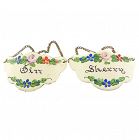 Antique Staffordshire Enamel Gin & Sherry Bottle Tags