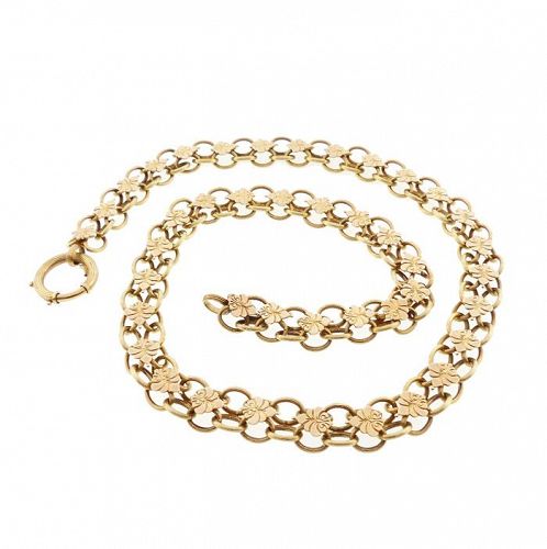 Early Victorian 14K Gold Fancy Link 20" Gold Chain