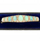 Late Victorian 15K Opal & Diamond Bangle Bracelet