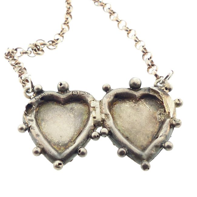 Victorian Silver &amp; Gold Mizpah Heart Pendant Necklace