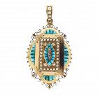 French Victorian 18K Gold, Persian Turquoise, Pearl & Diamond Locket