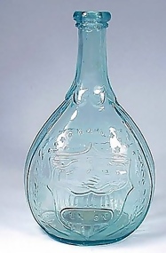 American Aqua Glass "Union" Calabash Bottle
