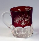 Victorian Ruby Flashed Glass "Atlantic City 1904" Mug