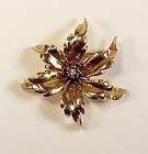 Tiffany Retro 14K Gold, Diamond & Sapphire Floral Pin