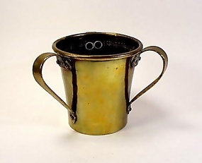 Imperial Russian Hammered Brass 3-Handled Loving Cup