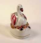 Staffordshire Pottery Swan Inkwell & Quill Holder