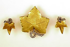 1940s Cartier 18K Palladium Diamond Leaf Pin & Earrings
