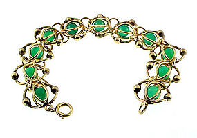 Binder Bros. Gold Filled & Chalcedony Glass Bracelet