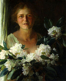 Woman with Rhododendrons: Charles Courtney Curran