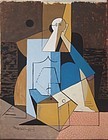 Cubiste Figure: Louis Marcoussis, Painting on paper, Early 20th C