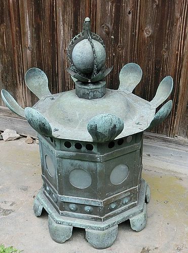 Antique Japanese Huge Meiji Period C.1910 Bronze Temple Lantern