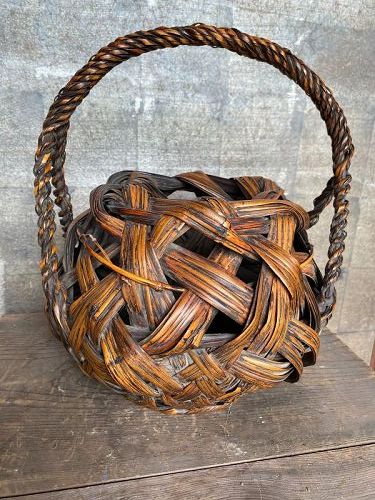 Antique Japanese Wagumi Japanese Style Bamboo Flower Basket