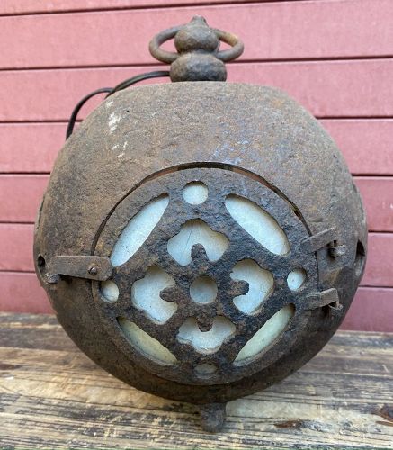 Antique Japanese Taisho Period C.1920 Iron Lantern