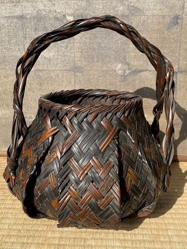 Antique Japanese Bamboo Flower Basket