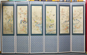 19th Century Hwajodo Bird and Flower Screen Painting