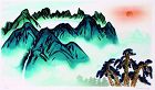 Mountain and Waterfall by Kim Ki Chang aka Unbo, Large, Five-Feet Wide