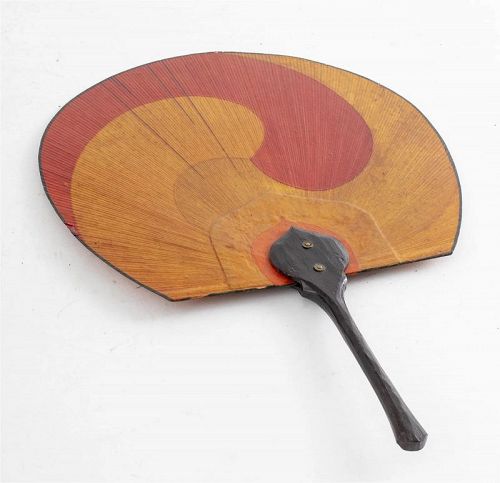 Very Rare Lacquered Bamboo Fan with Korean Taeguk National Flag Symbol