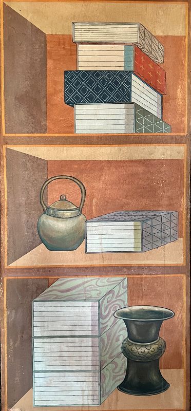 Rare and Grand Joseon Dynasty Eight-Panel Chaekgeori Still-Life Screen