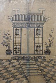 Rare Antique Korean Ancestor Spirit Shrine Painting