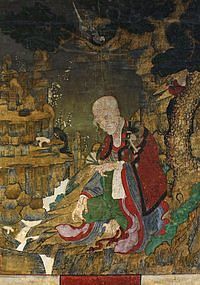 Korea's Hermit Saint, Dokseong, in a Beautiful Landscape Painting
