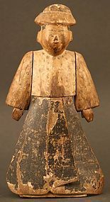 Fine 18th Century Burmese Doll of Wood and Leather