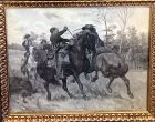 Artist William TREGO, Dueling Civil War Combatants 1880 Oil 15.5x18