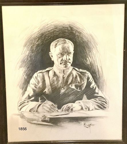 F. Livingstone Artist Charcoal Portrait of General Pershing  29x24”