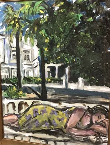 American Master Artist Anne Lane-Napping in Old San Juan  40x30
