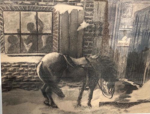 “American Ashcan School” Painting Signed “Lucy” 19x24” charcoal 1910s