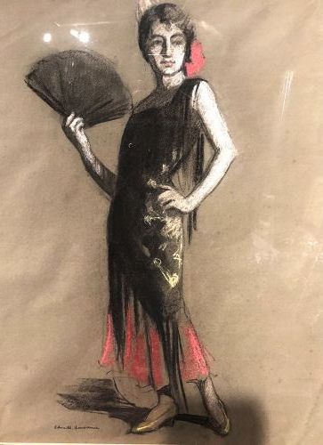 Edna Lawrence American Artist 1898-1987 Pastel Portrait Dancer 1920s