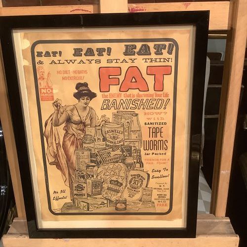FAT BANISHED ALWAYS STAY THIN HEALTH poster circa 1880