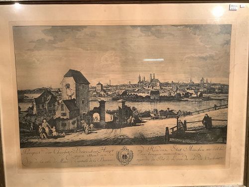 Munich View Engraving dated 1761, measuring 16x24”