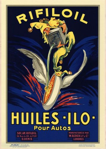 Original Rifloil 1920s French Poster “ Huiles ILO” 49”x36”