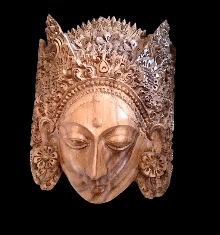 Indonesian Rosewood Ornately Carved  Mask 7”x6”