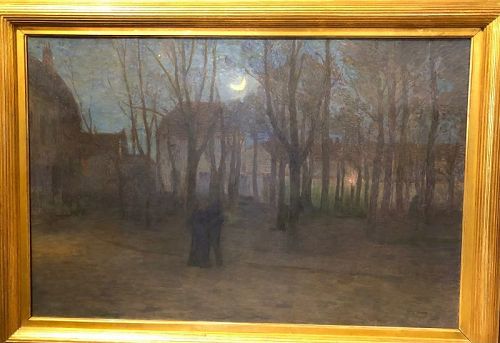 French Painter HENRI-AIMÉ DUHEM,1860-1941,”Moonlight …”Oil 39” x 55”