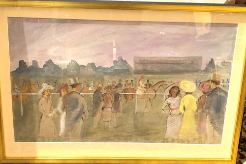 ROYAL ASCOT RACES IN THE STYLE OF ALFRED  MUNNINGS 19” x 28”