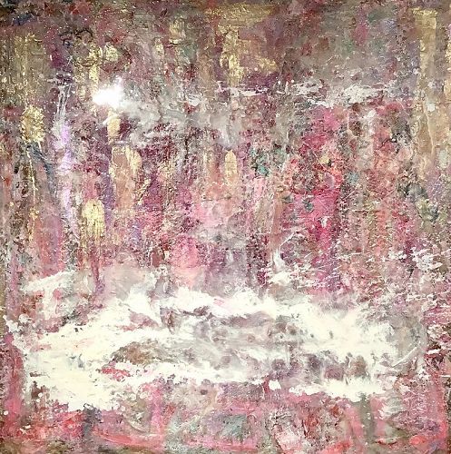 PINK BLOOM BY ABSTRACT ARTIST ROBIN SUTLIFF 36” x  36”