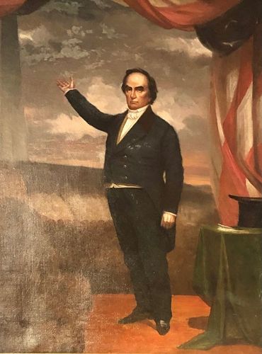 DANIEL WEBSTER CONTEMPORARY PORTRAIT IN OIL ON CANVAS 36 x 26 in.