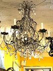 FRENCH EARLY NINETEENTH CENTURY BRONZE & CRYSTAL CHANDELIER 32”