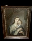 DUTCH ATTRIBUTED 17TH CENTURY  MADONNA AND CHILD OIL 32x25 in.