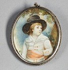 English Portrait Miniature of Young Boy, 19th Century
