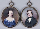 Signed Moses B. Russell Pair of Miniatures c1843