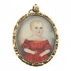 Superb American Portrait Miniature of Child c1835 - 1840