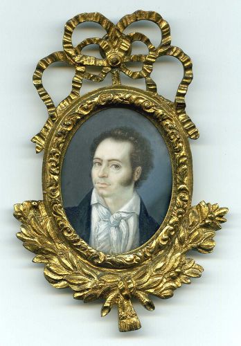 A Strong Portrait Miniature of a Young Man c1840
