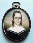 A Striking Mrs. Mose B. Russell Miniature Portrait c1840