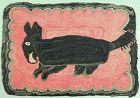 Extremely Rare Aardvark Hooked Rug  c1900